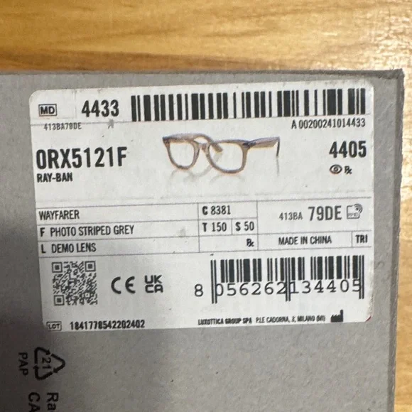 Ray-Ban Wayfarer Photo Striped Grey Glasses orx5121f - Picture 2 of 8